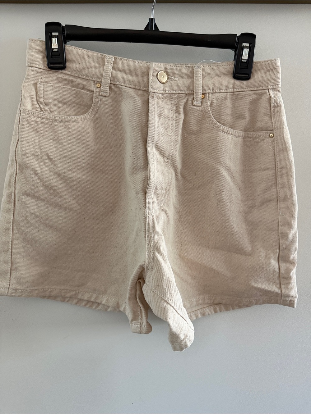 Zara Cream High-Rise Jean Shorts